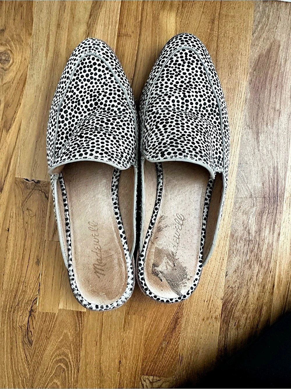 Madewell The Frances Loafer Mule in Spotted Calf Hair
